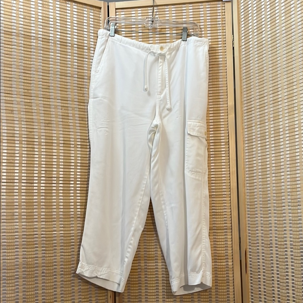 Kate Hill Baggy Cropped White Cargo Pants 14